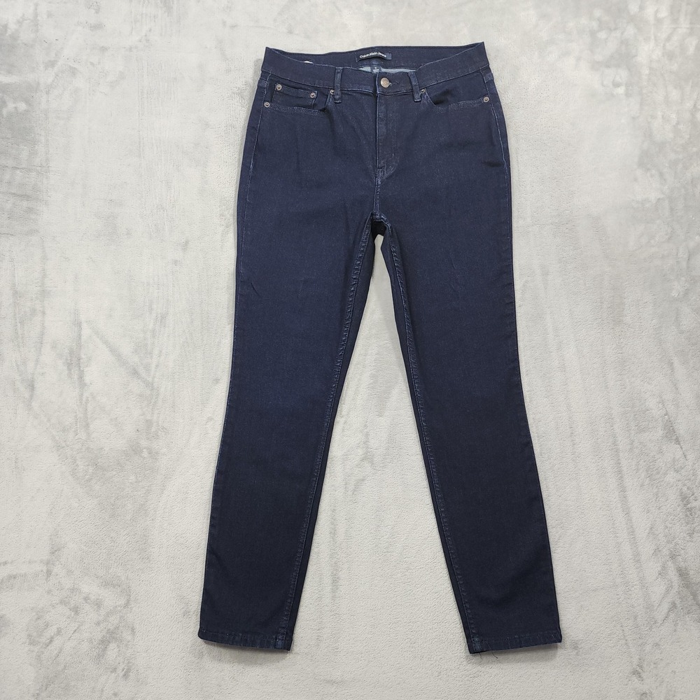 Calvin Klein Jeans Jeans Womens 12 Blue High Rise Skinny Stretch Denim Dark Wash